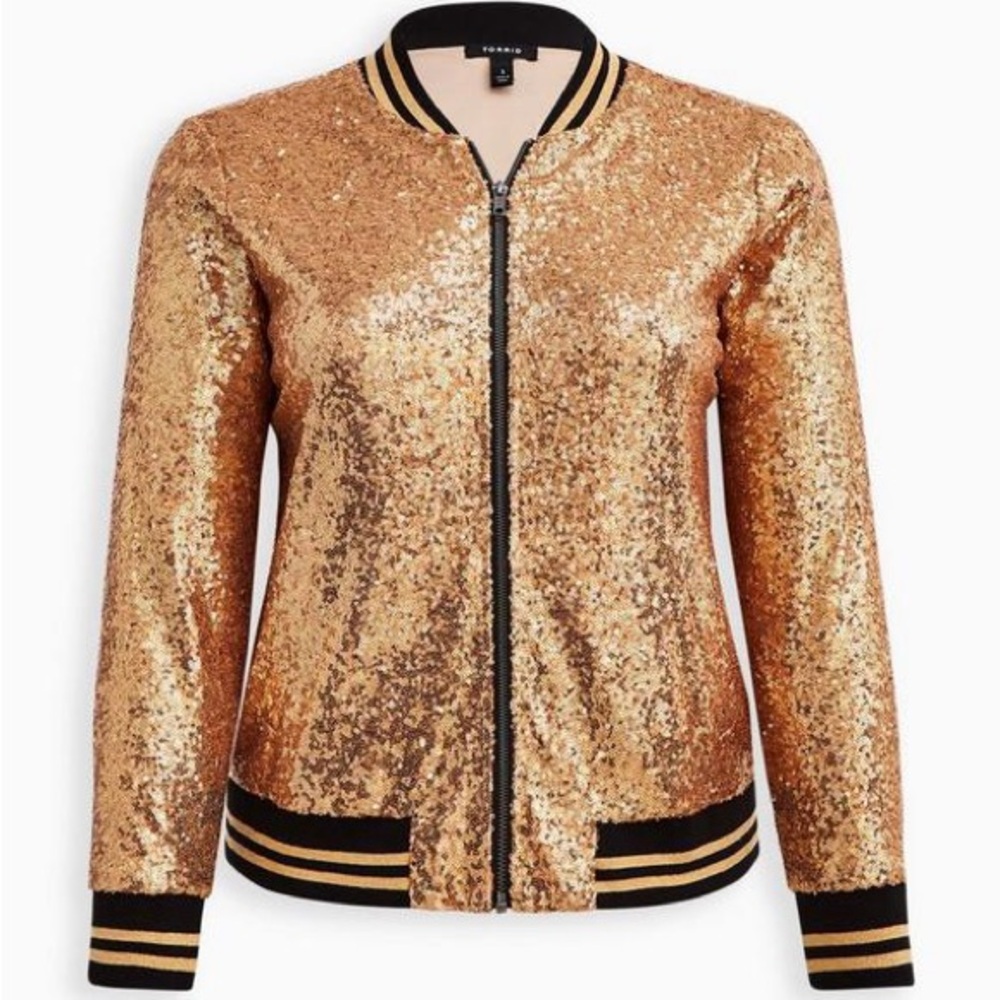 Torrid Gold Sequin Bomber Jacket